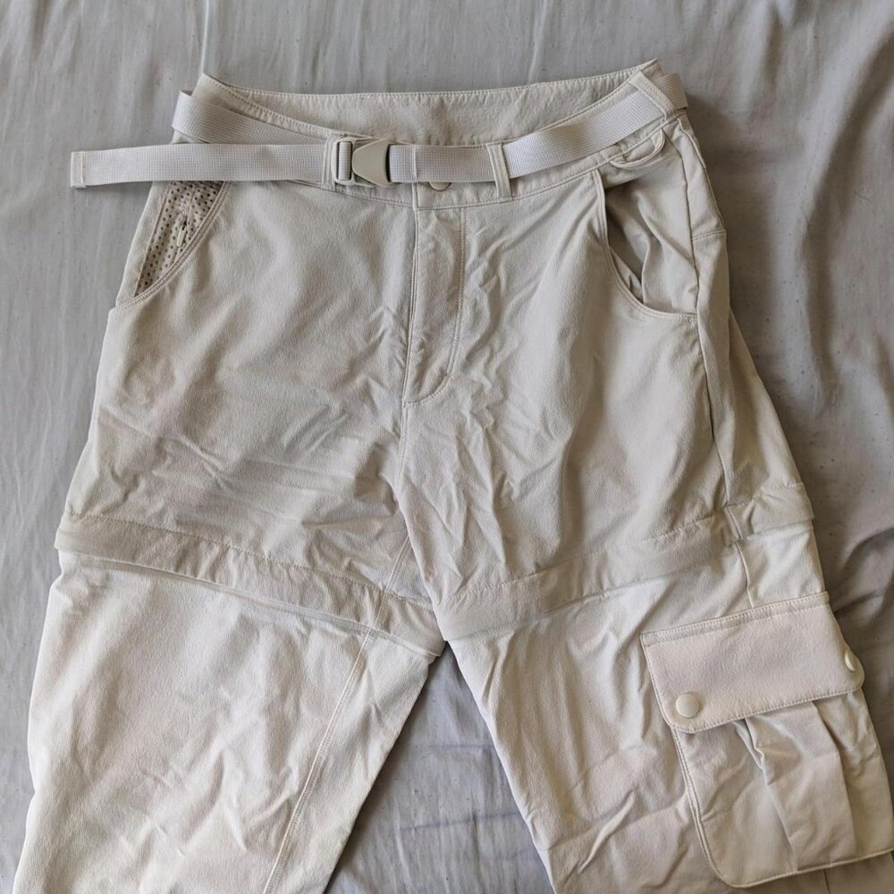 outdoor voices rectrek zip-off pants in off-white, size XS